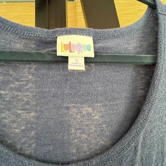 🌀 LuLaRoe Nicole Dress (S) Blue Fit & Flare Stretch Knit Casual Modest Style 🌀 - Picture 2 of 4